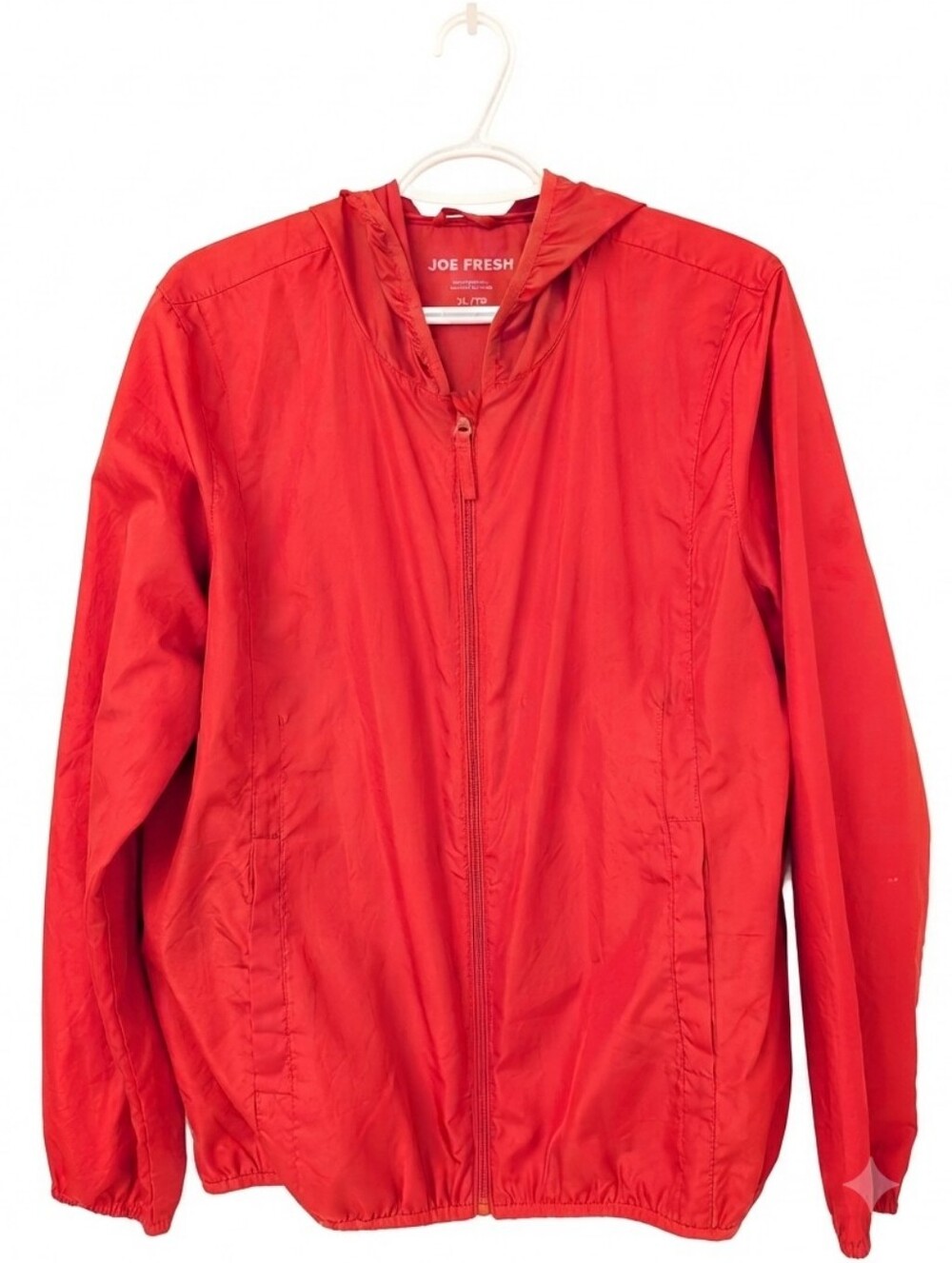 Women's XL Lightweight Red Zip-Up Hooded Jacket